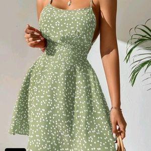 PETITE Confetti Heart Print Criss Cross Tie Backless Cami Dress